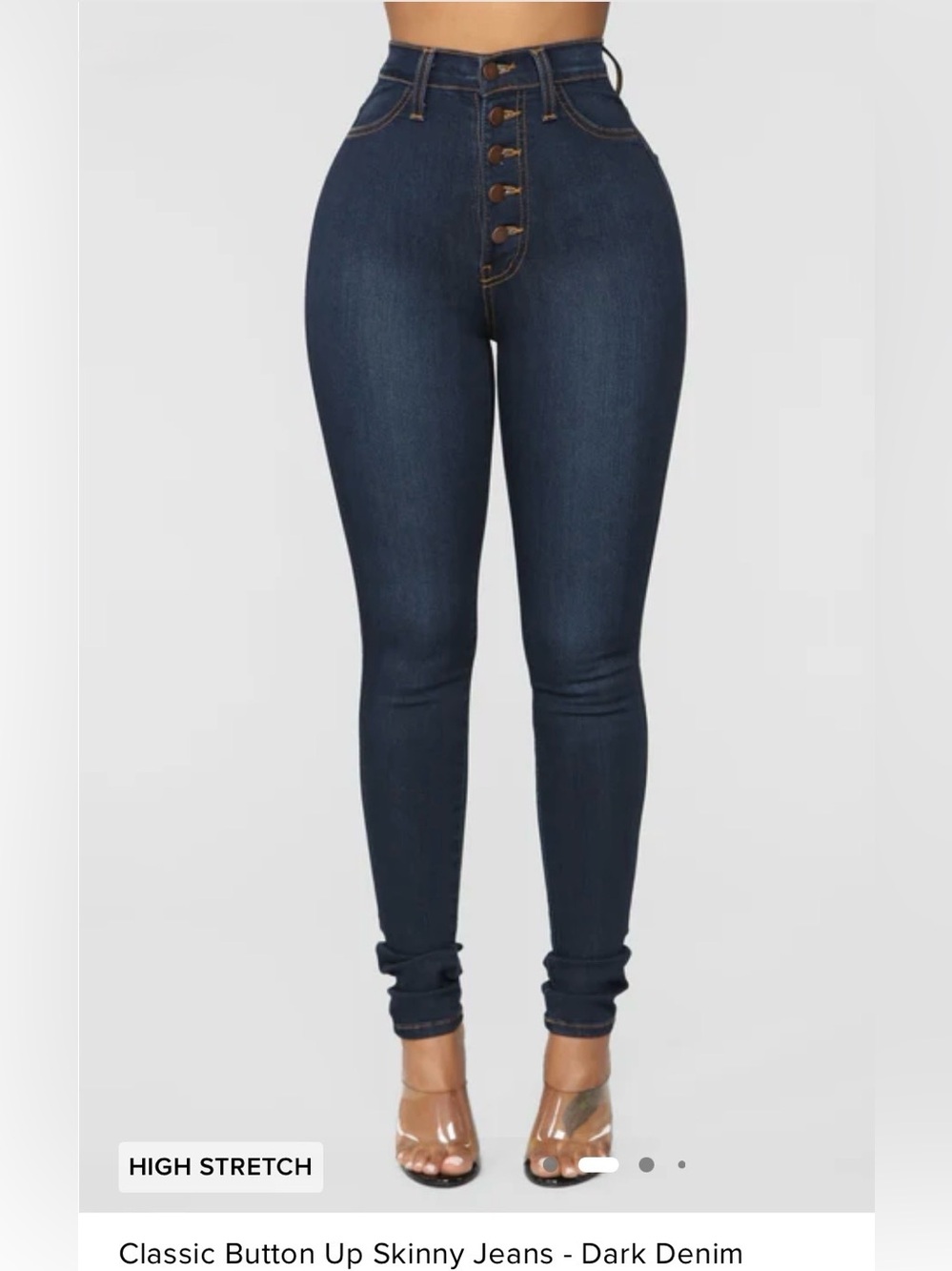 Fashion Nova Dark Denim High-Rise Button-Up Skinny Jeans